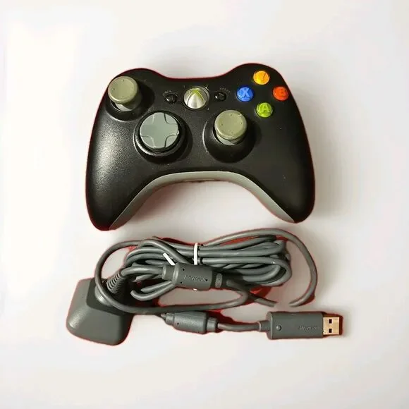 Genuine OEM Microsoft Xbox 360 Wireless Controller Black CLEANED TESTED