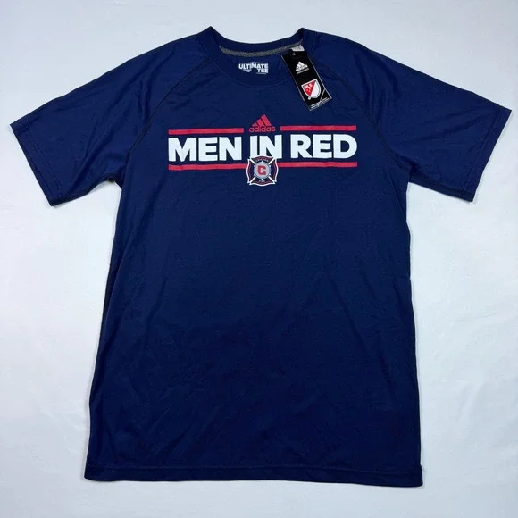 Adidas Chicago Fire MLS Ultimate Tee Mens Medium Navy Men In Red B405A15 NWT