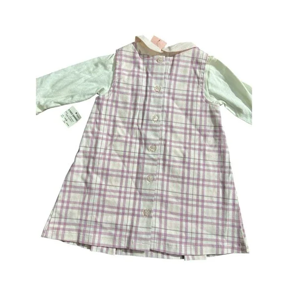 First Impressions Plaid Dress Jumper W/ Top Peter Pan Collar Kite Sz 12 Mos