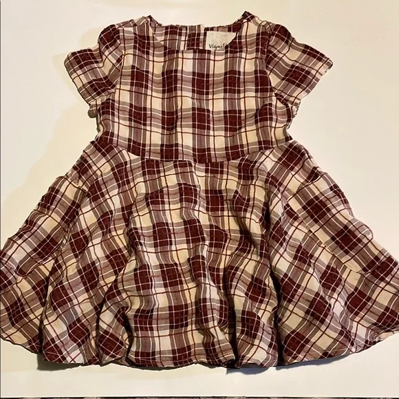 Kids Plaid Dress - Brown and White, size 2Y