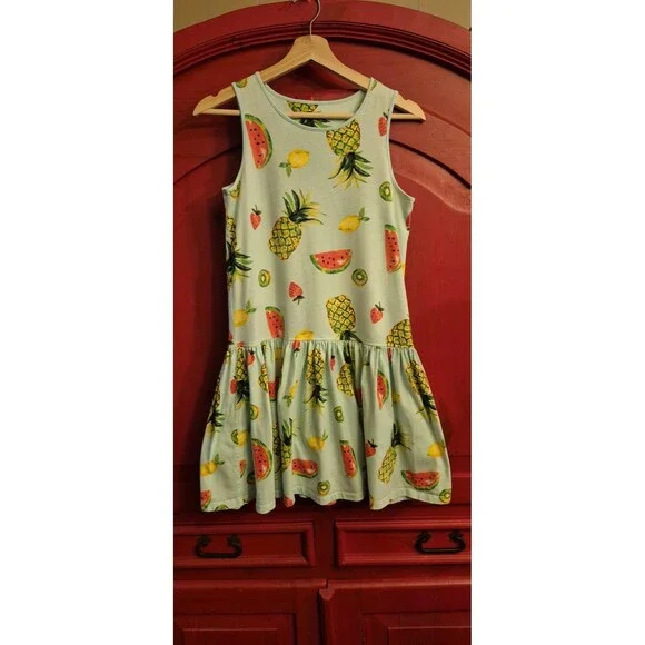 Lands End Childs Large Summer Fruit Themed Dress. Watermelon Sundress School EUC