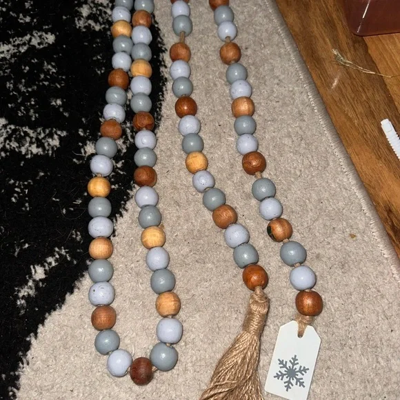 Wooden Beaded Garland with Tassel