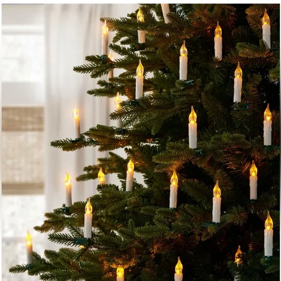 Member's Mark 50ct Flickering LED Candlestick Lights, 40.8' Lighted Length