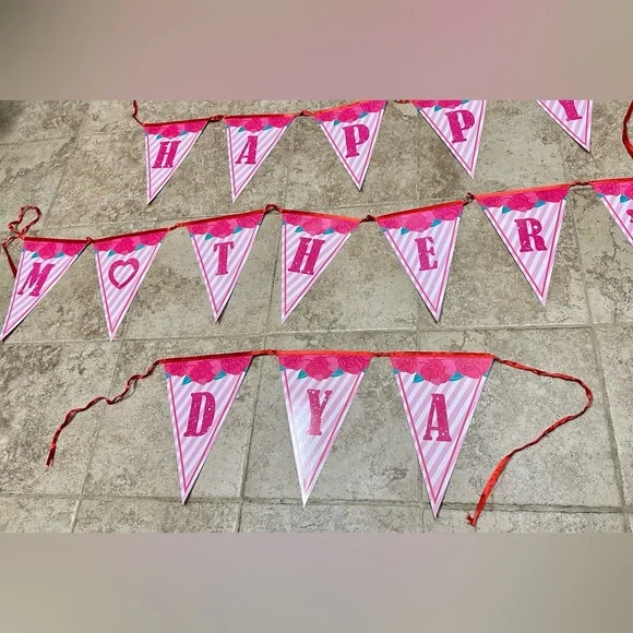 Mother’s Day party Banners String Hanging Triangle Bunting garlands