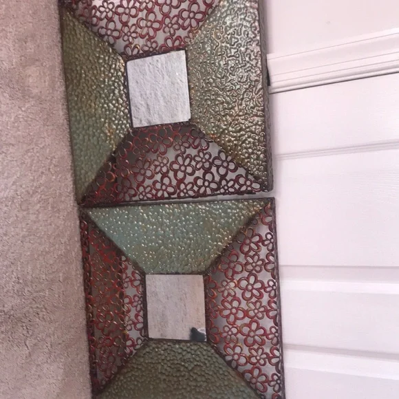 2 metal decorative mirrors
