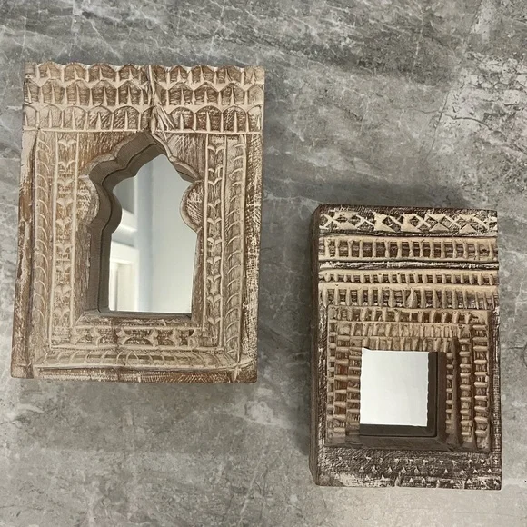 Hand carved Indian temple mirror (2)