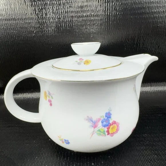 DRASCHE BUDAPEST Fine Porcelain Teapot Carafe Tea Pot Multicolored‎ Floral VTG
