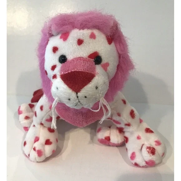 Webkinz LOVE LION Valentine's NO Code HM394‎ Ganz Pink Hearts RETIRED 12