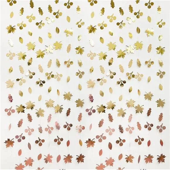 52Ft Fall Party Decorations Maple Leaf Garland Streamer Champagne Rose Gold