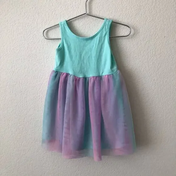 Jumping Beans All-Day-Play-Dress sleeveless mint green aqua purple tulle skirt