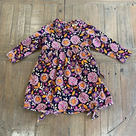 Hanna andersson retro floral corduroy dress
