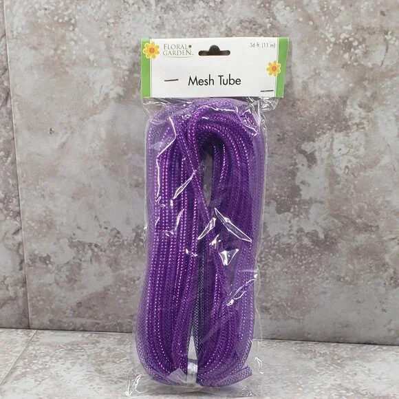 Arts Crafts Decorative Floral Garden Mesh Garland Plastic Purple Tubing 36 ft