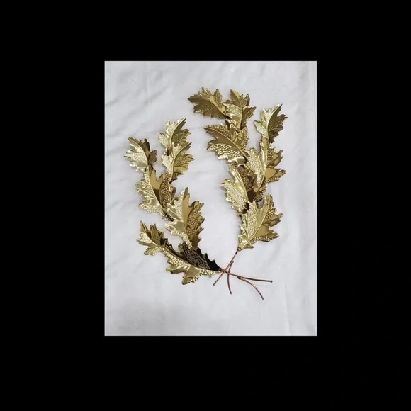 Vintage Home Interior Home Interior, A Pair-Botanical Gold Leaf Wall Decor 17”