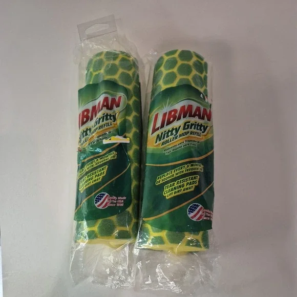 Libman NITTY GRITTY NEW ~ Lot of 2 ~Tear Resistant Sponge Roller Mop Refills