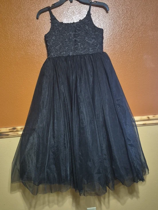Source Unknown Black Lace Bodice Tulle Girls' Formal Dress