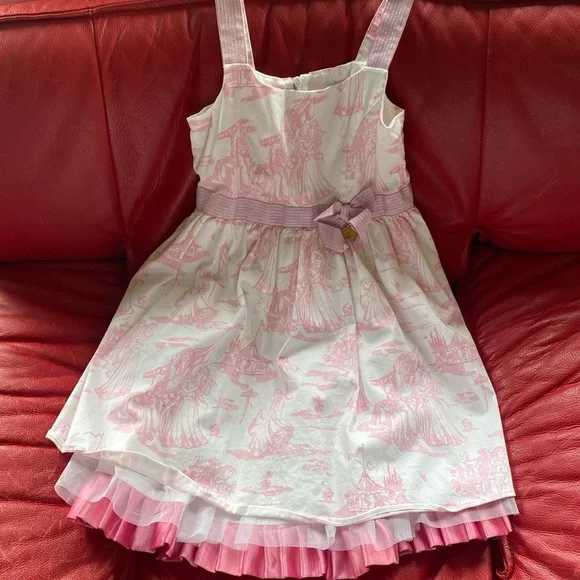 Disney Princess Girl’s Pink and White Toile Dress