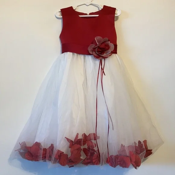 Petals in Lace Red and White Girl Party Dress