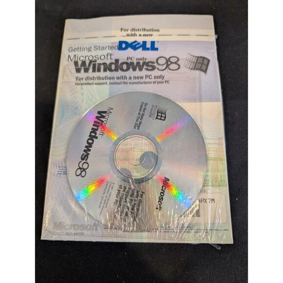 Microsoft Windows 98 OEM (Dell Edition) – Factory Sealed – Manual & CD