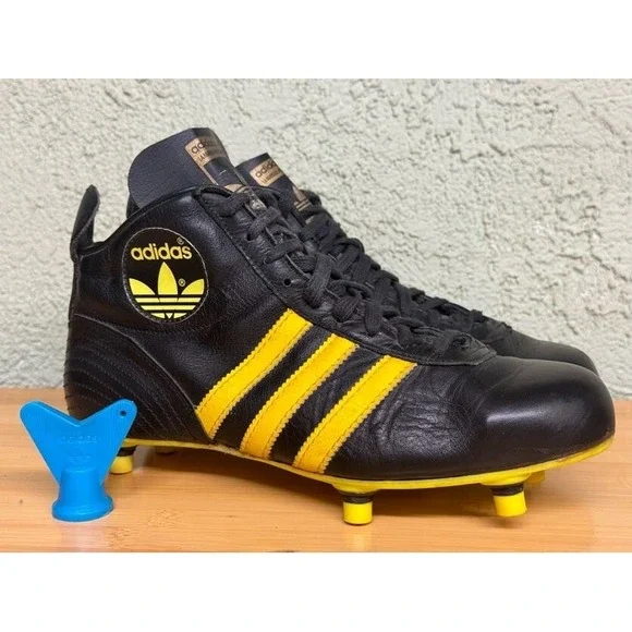 Size 8‎ - Vintage Adidas Beckenbauer Super Football (Soccer) Cleats Black Yellow