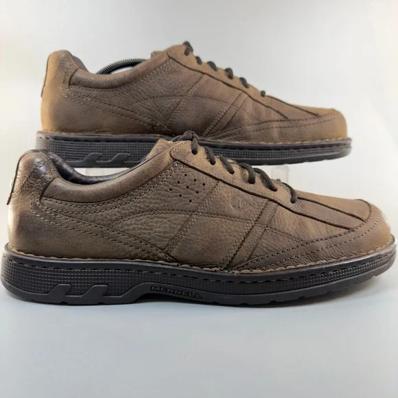 Merrell World Era Mens 14 Casual Oxfords Dark‎ Earth Brown Black Lace Up Leather
