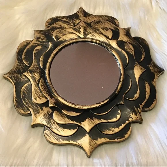 Distressed Gold & Black Decorative Accent Mirror