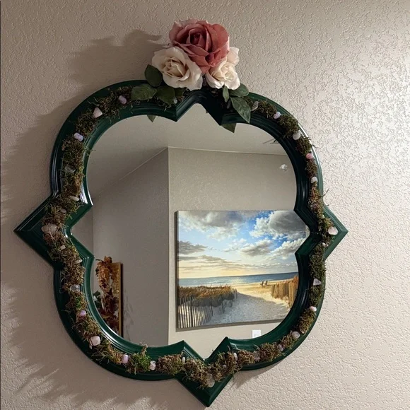 Elegant Green Floral Wall Mirror