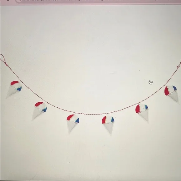 NWT Five Red, Blue & White Holiday Garland with Festive Ornaments