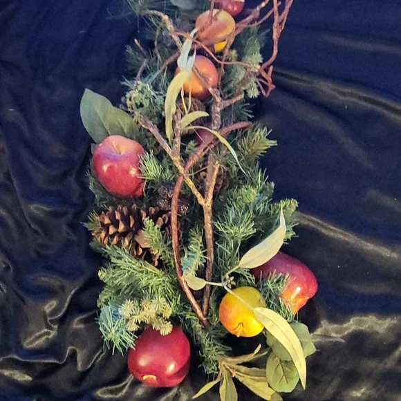 Festive Holiday Garland with Red Apples and Greenery