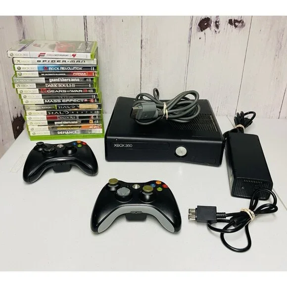 Microsoft XBox 360 S Slim 250GB Video Game Console Bundle With 16 Games Lot