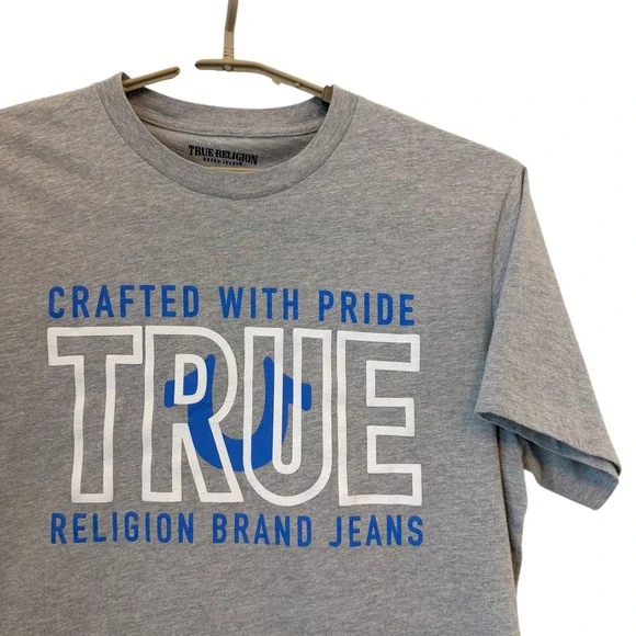 True Religion Men's Grey Crafted With Pride Graphic Tee T Shirt‎ XL