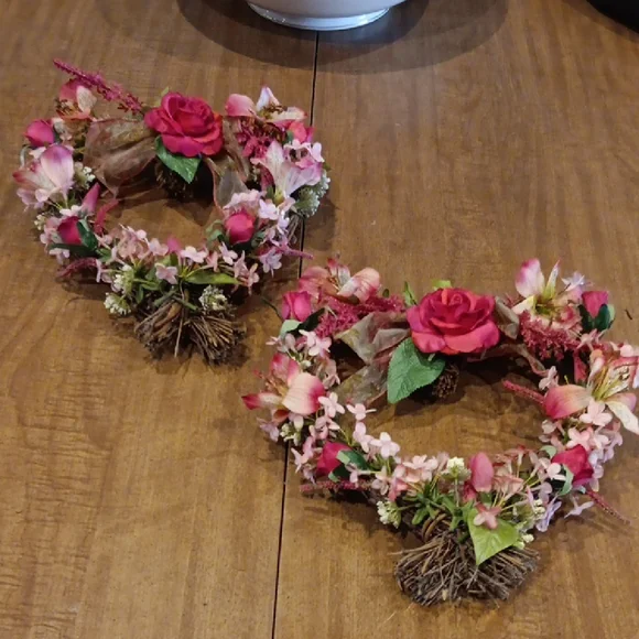 Pink Floral Rose Wall Decor Pair - Decorative Flowers