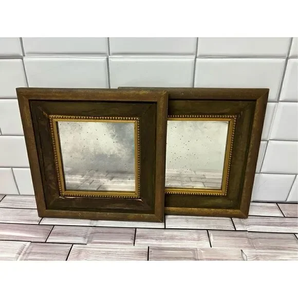 Gilded Twin Wall Mirrors with Velvet Accents