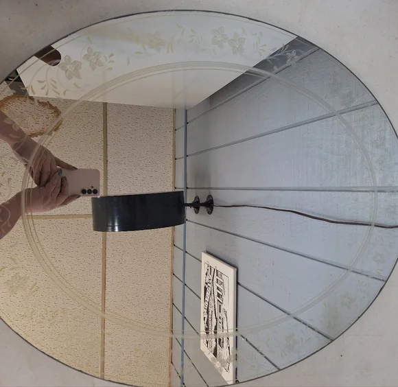 Round Decorative Wall Mirror with Floral Design
