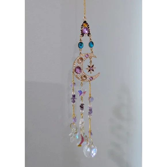 Crystal Suncatcher Rainbow Maker Prism Home Decor Celestial Moon Stars 17