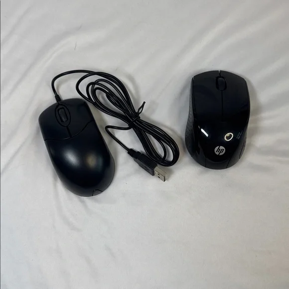 HP Dual Black Mouse Set - Wired and Wireless