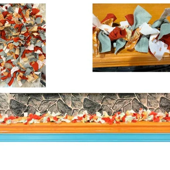 Two Holiday Fall Autumn Rag Tied Garland