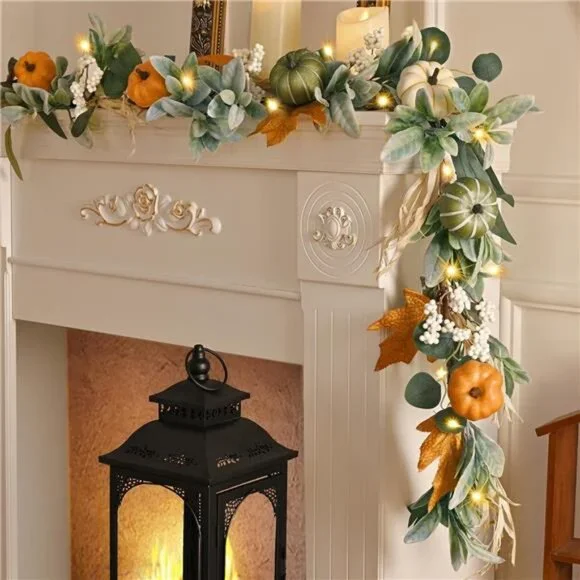 Fall Decorations for Home,Fall Garland for Mantel, 6 FT Fall Garland with Light