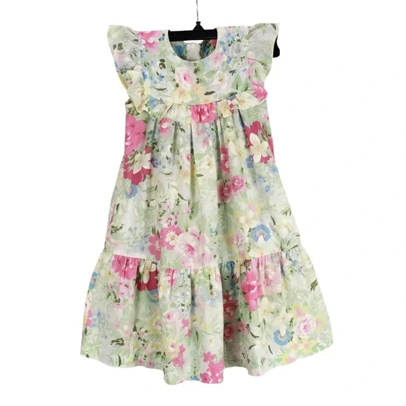 VTG Hummelshein Bavarian Dress‎ Girl Child 110 Floral Sleeveless Ruffle Germany