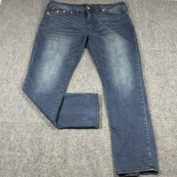 True Religion Jeans Men 40 Blue Geno Relaxed Slim Flap Pockets Denim Pants 40X33