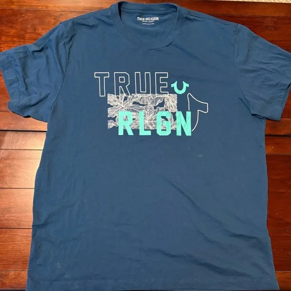 True Religion Teal and Blue Graphic Tee