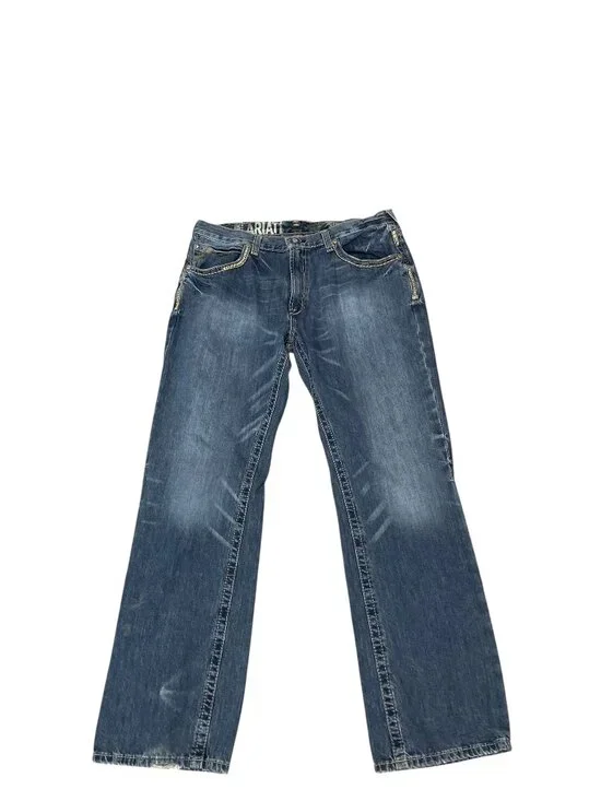 True Religion Billy Relaxed Bootcut Stretch Logo Denim Blue Jeans Men's Sz 38