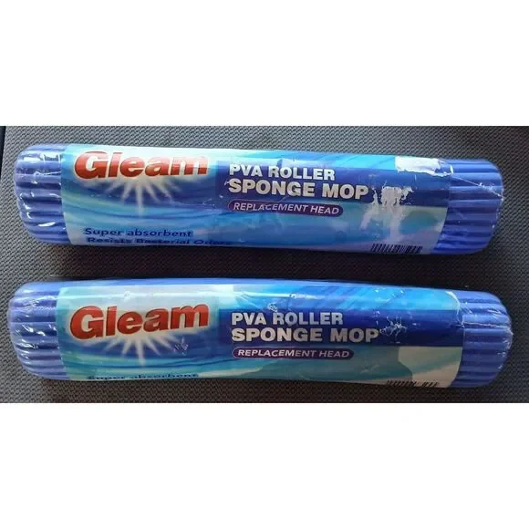 Gleam PVA Roller Sponge Mop Replacement Head New Factory Sealed Set Of 2