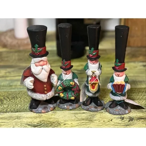 J Adams Santa The North Pole Caroling Society Vintage 1994 Lot of 4 Figurines