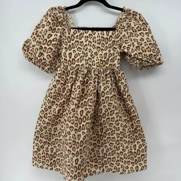 Janie and Jack Leopard Bubble Sleeve Dress Size 12