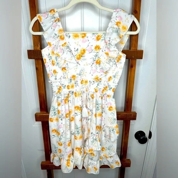 Girls Sleveless Ruffle Rare Edition Floral Sundress