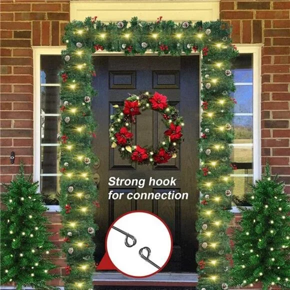 9FT Pre-Lit Christmas Garland with Lights Battery Operated Christmas Decorations