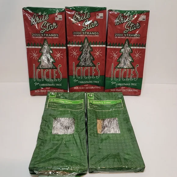 Vtg LOT Silver Tinsel ICICLES 18