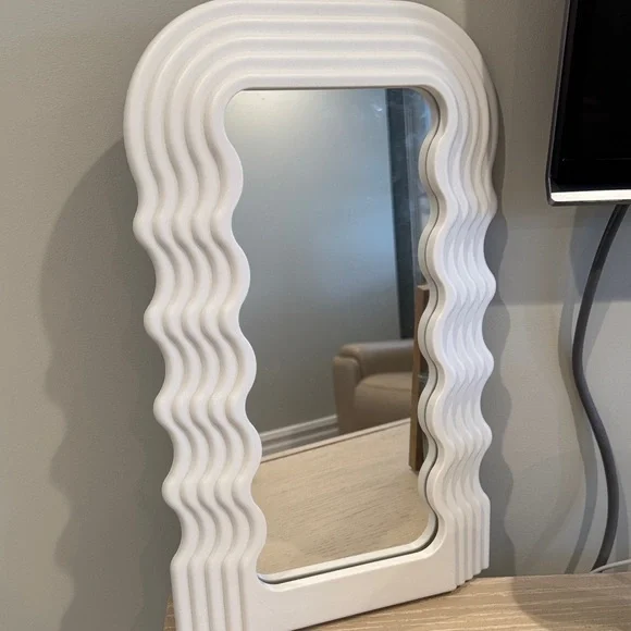 Modern White Wavy Wall Mirror