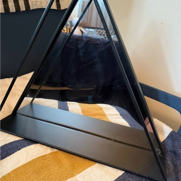 Black Geometric Pyramid Mirror and Shelf