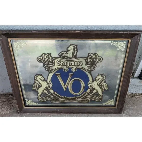Vintage Seagram's Whisky Mirror Bar Sign 20